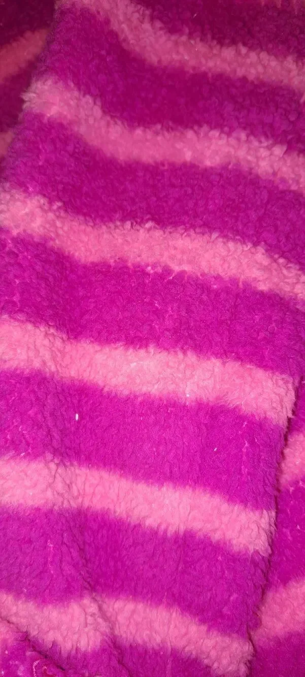 C9 Champion Girls XL 14-16 Pink Stripe Sherpa Fleece Quarter Zip Pullover